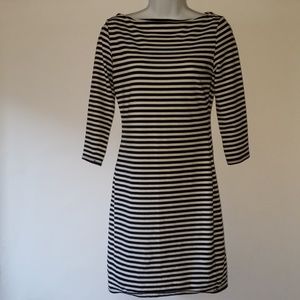 Black & White Striped 3/4 Sleeve Dress